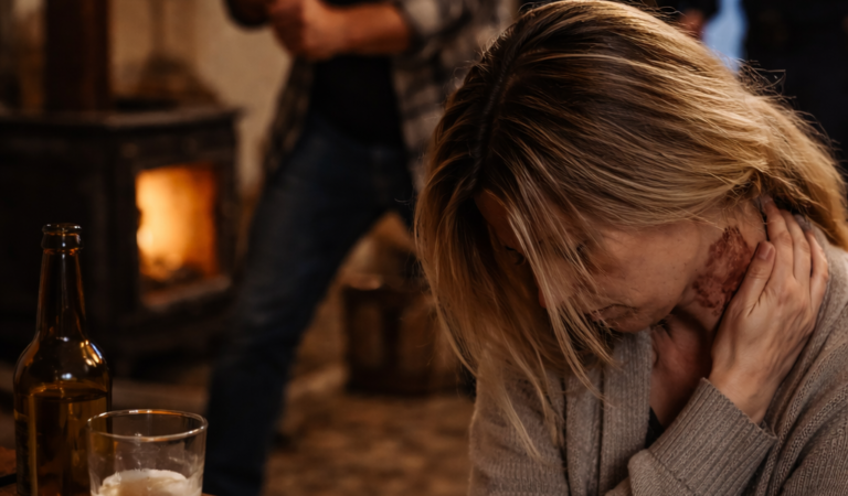 Bătută și arsă de soț, apoi scandal într-un bar