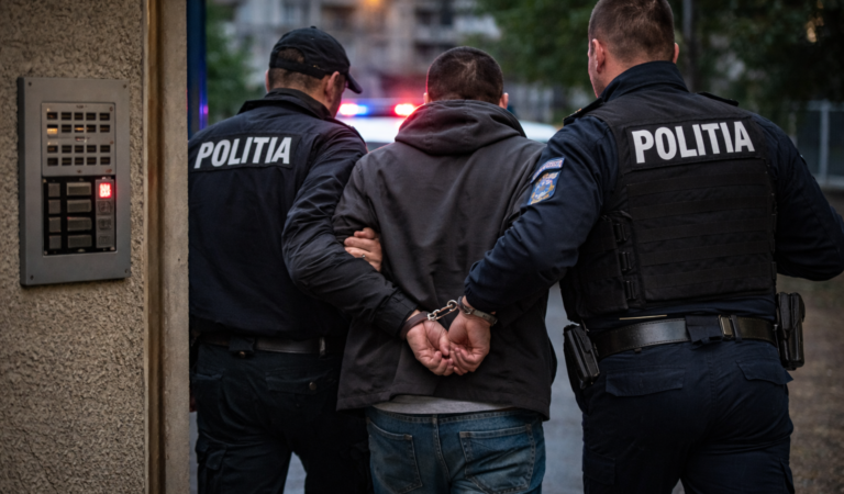 Fiu agresiv cu propriul tată, ridicat de polițiști după scandal la interfon